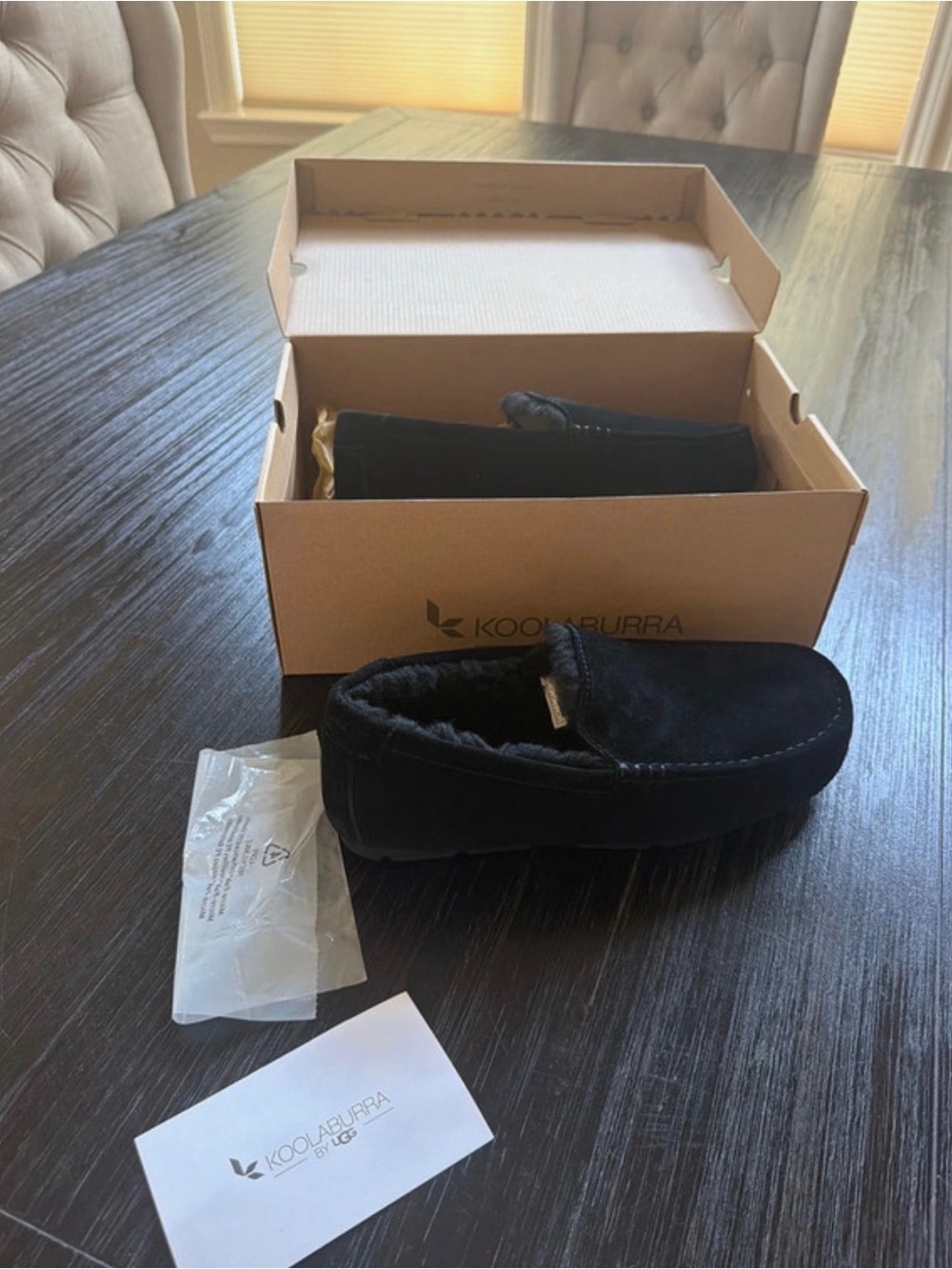 Koolaburra Men’s Black Suede Moccasin Slippers